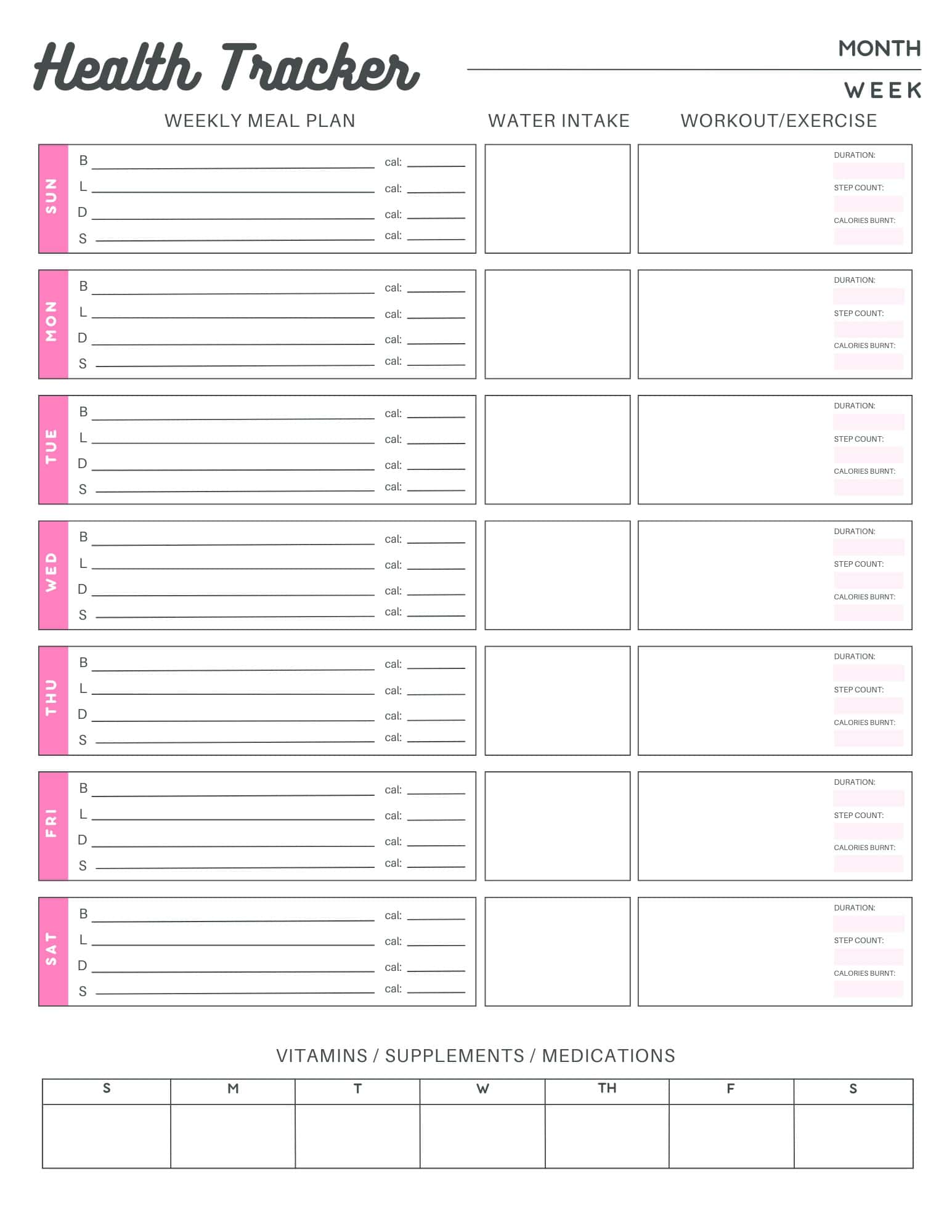 free wellness trackers for sleep, water, meals, and fitness